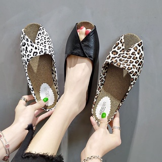Pescado boca media arrastre Muller zapatos abuela mujer zapatillas verano nueva moda perezoso leopardo impresión sandalias planas