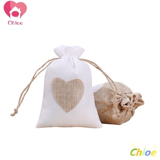 CHLOE 10PCS Dust Protect Cotton Pocket Trendy Gift Bags Drawstring Burlap Bags Portable New Party Festive Supplies Heart Printed Storage Bag/Multicolor