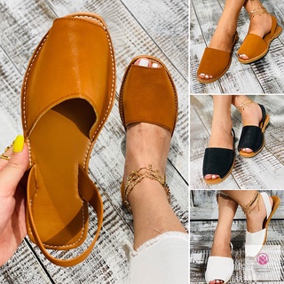 Cuero sintético Peep-toe sandalias para las mujeres de la boca de pescado zapatos de la PU de verano de la playa zapatos de tacón plano