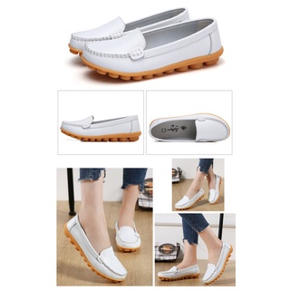 {35-44} Zapatos blancos de las mujeres de cuero suave mujer enfermera zapatos casual suela plana (2)
