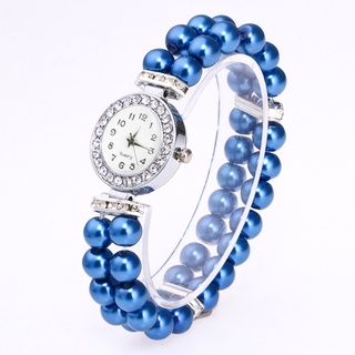 reloj de pulsera de cuarzo con correa de perlas para mujer