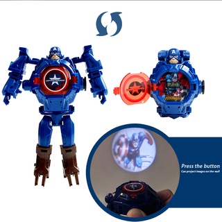 moda niños 3d proyección relojes robot deformación reloj de juguete electrónico de dibujos animados reloj para niños niñas (5)