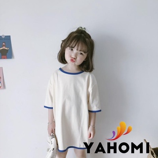 Zxt-niña verano vestido de manga corta moda Color sólido cuello redondo recto princesa vestido
