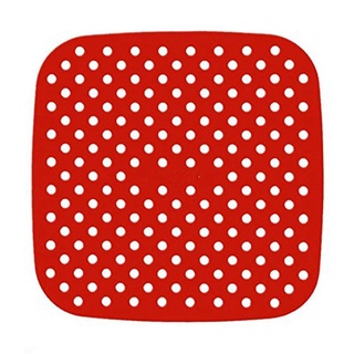 2x reusable Air Fryer Liners-7.5 pulgadas cuadradas de silicón Air Fryer Basket Mats Air Fryer accesorios Red y negro (2)