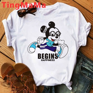 Disney Mickey Minnie Mouse t-shirt Mujeres 2022 harajuku kawaii Pareja Verano top Gráfico Camisetas Blanco Camiseta