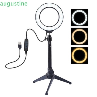 Augustine para Smartphone LED Selfie anillo de luz con 3 opciones teléfono luz de vídeo iluminación fotográfica con trípode maquillaje luz de relleno estudio Selfie palo lámpara