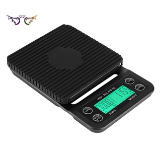 3kg/0.1g portátil electrónico lcd digital cocina alimentos escala goteo café pesaje con temporizador para cocina, negro
