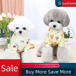 gooditem cachorro jersey de dibujos animados impresión cuello redondo algodón de dos patas camiseta de mascota blusa para la vida diaria
