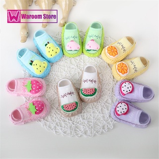 Kj calcetines de bebé zapatos de los niños pequeños medias de piso de dibujos animados frutas diseño caminar aprendizaje calzado bebé caliente guardián (1)