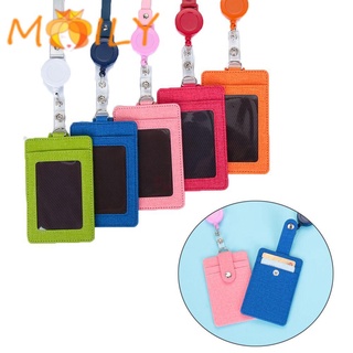 MOILY Fashion ID Badge Holder Multi colored ID Business Case Work Card Holders New Retractable School Office Supplies With Lanyard Leather Name Card/Multicolor