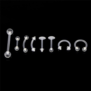[COD] 24PCS Clear Color Belly Navel Tongue Lip Rings Bars Studs Body Piercing Jewelry HOT