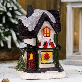 Allgoods hada jardín adorno año nuevo luz LED casa de pueblo miniaturas Mini decoración del hogar figura luminosa decoración de navidad navidad (9)