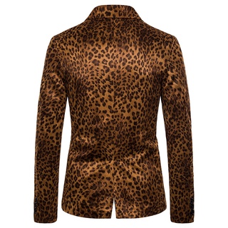 feiyan Charm Men's Casual Fit Slim Suit One Button Business Coat Jacket Leopard (2)