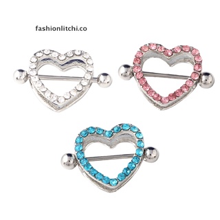 【litchi】 1pc/1pair Heart Shaped Nipple Shield Nipple Ring Steel Barbell Piercing Jewelry 【CO】