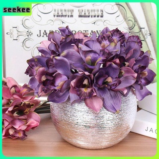 seekee 7 jarrón de cabeza flores artificiales diy decoración de flores falsas orquídea de seda boda festival suministros vintage hogar adorno ramo/multicolor (1)