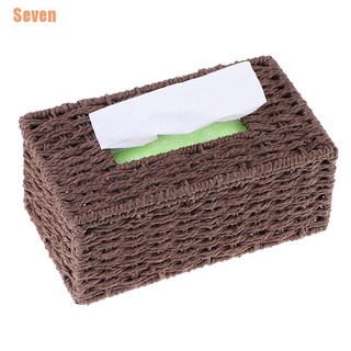 seven (¥) caja de pañuelos de ratán vintage servilleta titular caso desorden contenedor de almacenamiento (8)