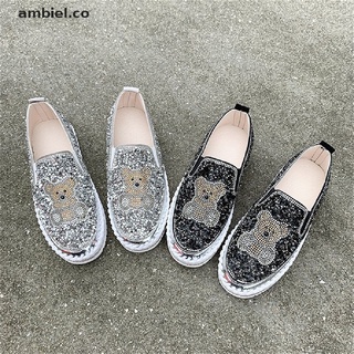 【ambiel】 Female Sneakers Crystal Round Toe Loafers With Fur Clogs Platform Autumn Slip-on Dress Flats Shoes Casual [CO]