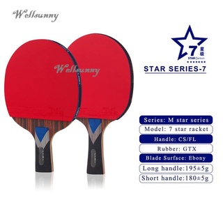 Wellsunny - raqueta de Ping Pong (5/6/7 estrellas, ofensiva profesional, hoja de carbono, raqueta de tenis de mesa, Bat, con goma aprobada por Ittf)