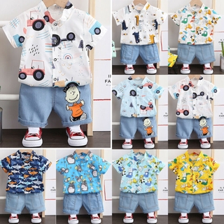 Bebé niños niñas verano trajes camiseta pantalones cortos conjunto de ropa de dibujos animados