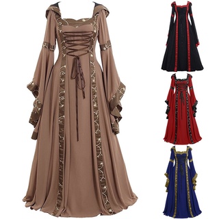 mujer vintage celta medieval longitud piso renacimiento gótico cosplay vestido