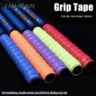 FAMAGAIN 1.1m Shock Absorption Grip Tape Tennis Squash Racket Sweat Absorbed Badminton Sweatband Windings Over Bicycle Handle For Fishing Rod Baseball Bats Anti-skid Anti-slip Band/Multicolor