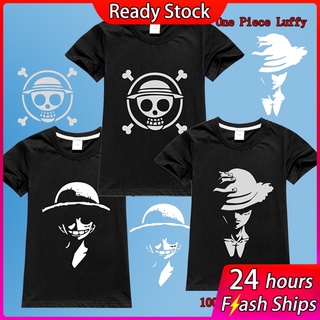 Nueva camiseta de una pieza con estampado Luffy para niños 100% algodón/camiseta Popular de Anime con patrón de moda (1)