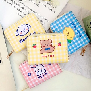 Women Short Cute Wallet Korean Cartoon Cute Bear Small Mini Coin Wallet Purse Clutch Card Cash Organizer Money Bag Purse Wallet