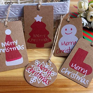 [cod] 100pcs papel kraft etiquetas de regalo de navidad decoraciones de navidad con hilo de yute caliente
