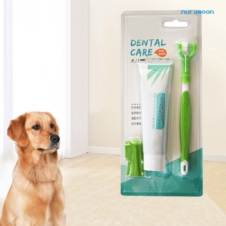 nuramoon pet perro gatos pasta de dientes juego de cepillo de dientes limpieza de dientes cuidado oral suministros de salud