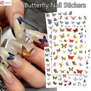 visy manicura uñas arte pegatina encanto mariposa uñas calcomanías 3d flor impermeable diy colorido