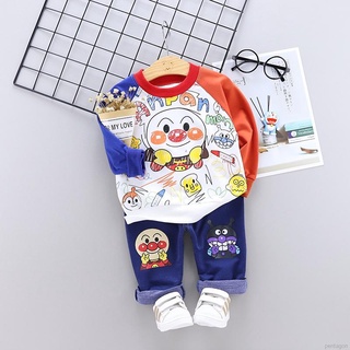 Bebé Unisex ropa traje de manga larga de dibujos animados impresión camiseta Tops y pantalones Casual pantalones 2pcs conjunto
