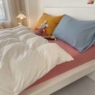 [nueva Llegada] juego de ropa de cama Simple de Color sólido Ins 4 en 1, dormitorio, dormitorio, edredón, sábana plana, funda de almohada