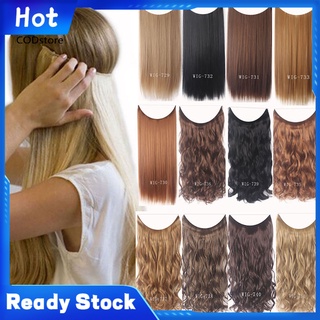 Fish Line Natural Fiber Hairpiece Hair Extension Long Women Curly Straight Wig (1)