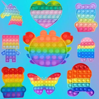 Rainbow Push Bubble Pops Fidget Juguete Sensorial Para Autisim Necesidades Especiales Anti-EstréS Juego Alivio Del EstréS Squish Pops It Fidget Juguetes (1)