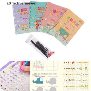 [atractivefinewell] 4 libros números de aprendizaje letras escritura práctica libro de arte niños copybook con bolígrafo