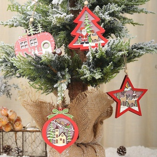 Allgoods adorno colgante de navidad DIY manualidades árbol de navidad decoración colgante de madera creativo hueco decoración del hogar luminosa decorativa luz LED