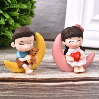darroch 2 unids/set decoración de mesa romántico adornos casa luna pareja artesanía figuritas pvc decorativo para bonsai