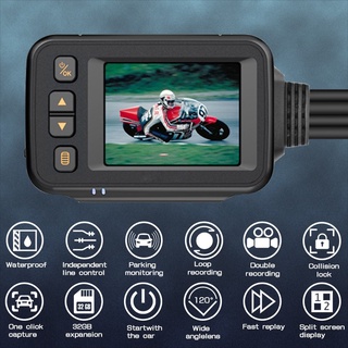 Cámara De Motocicleta SE30 720P HD Vista Delantera Y Trasera Grabadora De Conducción Impermeable DVR Con Pantalla De 2 Pulgadas