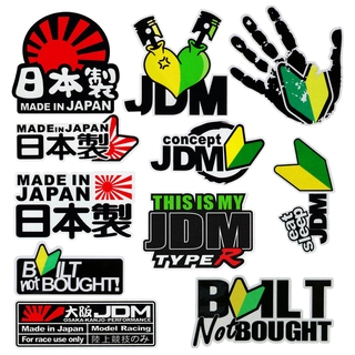 jdm insignia logotipo de tendencia etiqueta engomada motocicleta reflectante pegatina coche impermeable calcomanía casco skateboard decoración (10 estilos)