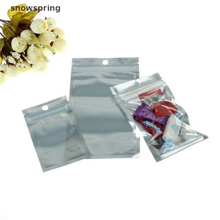 snowspring 100x plata papel de aluminio mylar bolsa de vacío bolsas selladoras cremallera paquete de almacenamiento de alimentos co