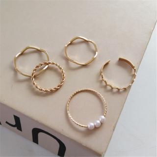 Corea versión temperamento hembra multicapa anillo de flexión conjunto de accesorios estéticos con pequeña perla (9)