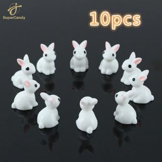 10 piezas miniatura Mini conejo resina jardín hada adorno de flores maceta hogar figura Animal decoración
