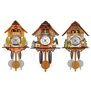 reloj de pared de cuco de madera antiguo reloj de pared de pájaro campana de tiempo swing reloj decoración 002