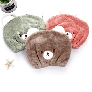 aspden toalla de baño sombrero niños gorro de ducha pelo seco gorra mujeres lindo oso de microfibra en forma de baño niñas turbante envoltura (9)