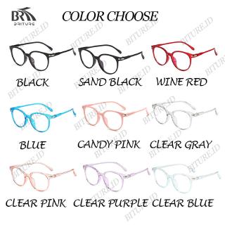 [brt] Lentes redondos antiazules a la moda/Color caramelo/proteger ojos/gafas para estudiantes/vidrio liso (2)
