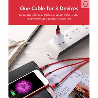 [disponible en inventario] Cable de datos Lightning Micro USB trenzado de Nylon de alta calidad tipo C 3 en 1 carga rápida y estable (6)