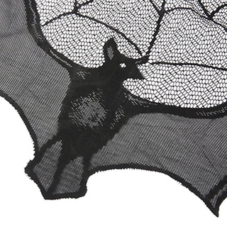 Halloween black bat lace curtains for Kitchen Voile Pelmet Curtain for Living Room Home Decor Short Door Curtains for Bedroom (3)