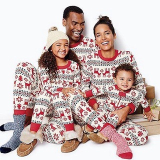 2pcs navidad familia coincidencia ropa conjunto papá mamá bebé festivo año nuevo pijamas de manga larga top + pantalones
