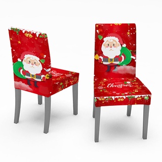 1pc cubiertas de la silla de navidad Santa impreso elástico sillas de comedor funda de asiento de cocina cubierta de decoración del hogar