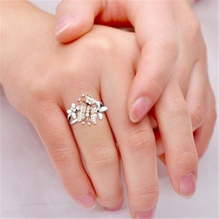 anillos de mariposa compromiso boda mujeres regalos dedo chapado en plata cristal